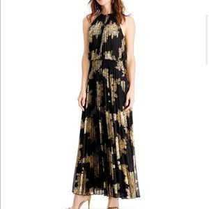 MSK Metallic-Print Pleated Blouson Gown, size 10